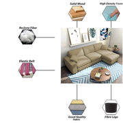 Martin 4 Seater RHS L Shape Sofa Set for Living Room (Cream Colour Fabric)
