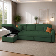 Casaliving Gagnon LHS 4 Seater L Shape Corner Sofa Cum Bed for Living Room with Storage (Black Fabric) Premium Fabric Sofa Cum Bed