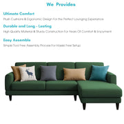 Aria RHS 4 Seater L Shape Sofa Set for Living Room (Green) Premium Fabric Sofa Set