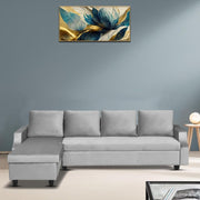Asper LHS 6 Seater L Shape Sofa Set for Living Room (Grey Fabric) Premium Fabric Sofa