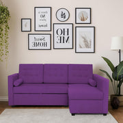 Megan RHS 4 Seater L Shaped Sofa Cum Bed for Living Room (Purple Fabric) Premium Fabric Sofa