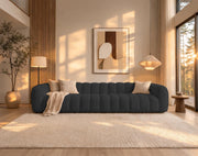 Jax Modern Premium Boucle Fabric Sofa, Upholstered 4 Seater Sofa Set for Living Room, (Black Colour) Premium Boucle Fabric Sofa