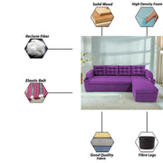 Grance LHS 4 Seater Corner Sofa Cum Bed for Living Room (Black Fabric) Premium Fabric Sofa