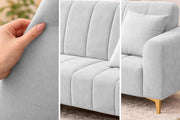 Velour Modern Velvet Sofa, Tufted Design Upholstered 3 Seater Sofa Set for Living Room, (Black Colour) Premium Velvet Fabric Sofa