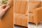 Velour Modern Velvet Sofa, Tufted Design Upholstered 3 Seater Sofa Set for Living Room, (Black Colour) Premium Velvet Fabric Sofa