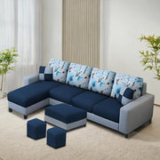 Casaliving Rolando RHS 6 Seater L Shape Sofa Set with Center Table for Living Room | Colour - Black Grey | Premium Fabric Sofa