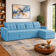 Casaliving Treshta 6 Seater LHS L - Shape Pull-Out Sofa Cum Bed Sofa for Living Room (Dark Grey Fabric Color) Premium Fabric Sofa Set for Living Room Sofa Cum Bed