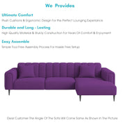 Damian RHS 4 Seater L Shape Sofa Set for Living Room (Purple Colour Fabric) Premium Fabric Sofa Set for Living Room