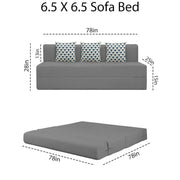 Marcus 3 Seater Sofa Cum Bed with 3 Cushions for Living Room (Black Fabric) Premium Fabric Sofa Set 6.5 X 6.5 Feet