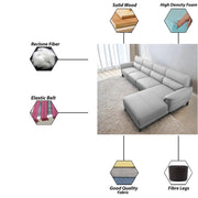 Janifer RHS 6 Seater L Shape Sofa Set for Living Room (Grey Colour) Premium Fabric Sofa Set