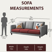 Mikasa 3 Seater Sofa Set for Living Room (Maroon Grey Colour Fabric) Premium Fabric Sofa