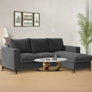 Charmi RHS 4 Seater L Shape Sofa Set for Living Room (Black Fabric) Premium Fabric Sofa