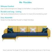 Falco LHS 6 Seater L Shape Sofa Set for Living Room (Blue Yellow Fabric) Premium Fabric Sofa