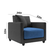 Dominic 1 Seater Sofa Set for Living Room (Black Grey Fabric) Premium Fabric Sofa