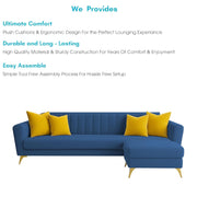 Casaliving Murdock 4 Seater L Shape Convertible Sofa Set for Living Room, 3 Seater & Ottoman Modular Sectional Couch for Small Space (Blue Colour) Fabric