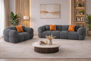 Vetras Modern Velvet Bubble Cloud Sofa, Tufted Design Upholstered 3+1 Seater Sofa Set for Living Room, (Black Colour) Premium Velvet Fabric Sofa