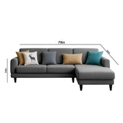 Aria RHS 4 Seater L Shape Sofa Set for Living Room (Dark Grey) Premium Fabric Sofa Set