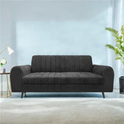 Brenti 3 Seater Sofa Set for Living Room (Cream Black Colour Fabric) Premium Fabric Sofa