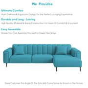 Damian RHS 4 Seater L Shape Sofa Set for Living Room (Turquise Colour Fabric) Premium Fabric Sofa Set for Living Room