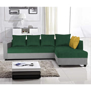 Rio 6 Seater L Shape Sofa for Living Room | Color - Green Grey Fabric| Right Side Sofa