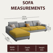 Orion LHS 6 Seater L Shape Sofa Set for Living Room (Yellow Grey Colour) Premium Fabric Sofa