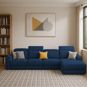 Orion RHS 6 Seater L Shape Sofa Set for Living Room (Blue Colour) Premium Fabric Sofa