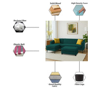 Neyami LHS 4 Seater with Ottoman L Shape Sofa Set for Living Room (Pine) Premium Fabric Sofa Set