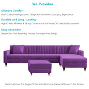 Garcia RHS 8 Seater L Shape Sofa Set with Ottoman & 2 Puffy for Living Room (Dark Grey) Premium Fabric Sofa Set