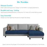 Oslo 4 Seater RHS L Shape Sofa Set for Living Room (Blue Grey Fabric) Premium Fabric Sofa Set for Living Room