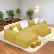 Badger RHS 8 Seater L Shape Sofa Set with Center Table for Living Room (Grey Fabric) Premium Fabric Sofa