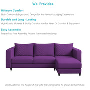 Mikasa 4 Seater RHS L Shape Sofa Set for Living Room (Purple Fabric) Premium Fabric Sofa Set for Living Room