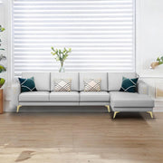 Falco RHS 6 Seater L Shape Sofa Set for Living Room (Grey Fabric) Premium Fabric Sofa