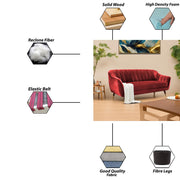 Casaliving Anyse 2 Seater Sofa Set for Living Room (Grey Colour Fabric) Premium Fabric Sofa