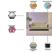 Falconar 3 Seater Sofa Set for Living Room (Cream Fabric) Premium Fabric Sofa