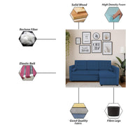 Megan RHS 4 Seater L Shaped Sofa Cum Bed for Living Room (Blue Fabric) Premium Fabric Sofa