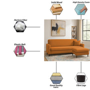 Valkyrie 4 Seater L Shape Convertible Sofa Set for Living Room, 3 Seater & Ottoman Modular Sectional Couch for Small Space (Orange Colour) Fabric