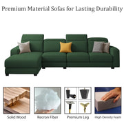 Orion LHS 6 Seater L Shape Sofa Set for Living Room (Green Colour) Premium Fabric Sofa