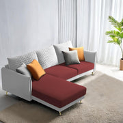 Casaliving Stanly LHS 4 Seater L Shape Sofa Set for Living Room (Blue Fabric) Premium Fabric Sofa