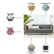 Jarvis 3 Seater Sofa Set for Living Room (Dark Grey Fabric) | Premium Fabric Sofa Set