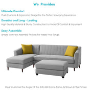 Neyami LHS 4 Seater with Ottoman L Shape Sofa Set for Living Room (Grey) Premium Fabric Sofa Set