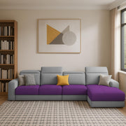 Orion RHS 6 Seater L Shape Sofa Set for Living Room (Purple Grey Colour) Premium Fabric Sofa