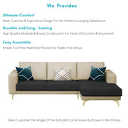 Falco RHS 4 Seater L Shape Sofa Set for Living Room (Cream Black Fabric) Premium Fabric Sofa