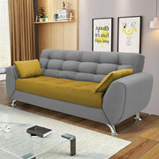 Leadown 3 Seater Sofa for Living Room (Yellow Grey) Premium Fabric Sofa