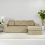 Elvi RHS 6 Seater L Shape Sofa Set for Living Room (Cream Fabric) Premium Fabric Sofa