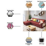Denis 5 Seater L Shape Sofa Set for Living Room (Maroon Fabric) Premium Fabric Sofa