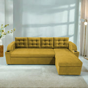 Grance LHS 4 Seater Corner Sofa Cum Bed for Living Room (Black Fabric) Premium Fabric Sofa