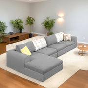 Badger LHS 6 Seater L Shape Sofa Set for Living Room (Black Fabric) Premium Fabric Sofa