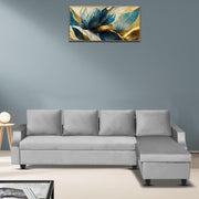 Asper RHS 6 Seater L Shape Sofa Set for Living Room (Grey Fabric) Premium Fabric Sofa