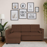 Megan LHS 4 Seater L Shaped Sofa Cum Bed for Living Room (Brown Fabric) Premium Fabric Sofa