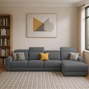 Orion RHS 6 Seater L Shape Sofa Set for Living Room (Dark Grey Colour) Premium Fabric Sofa
